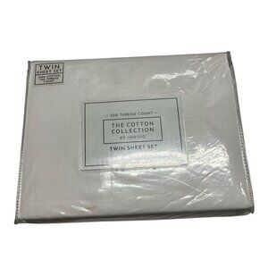 The Cotton Collection By Indigo White Twin Sheet Set 300 Tread 100% Cotton